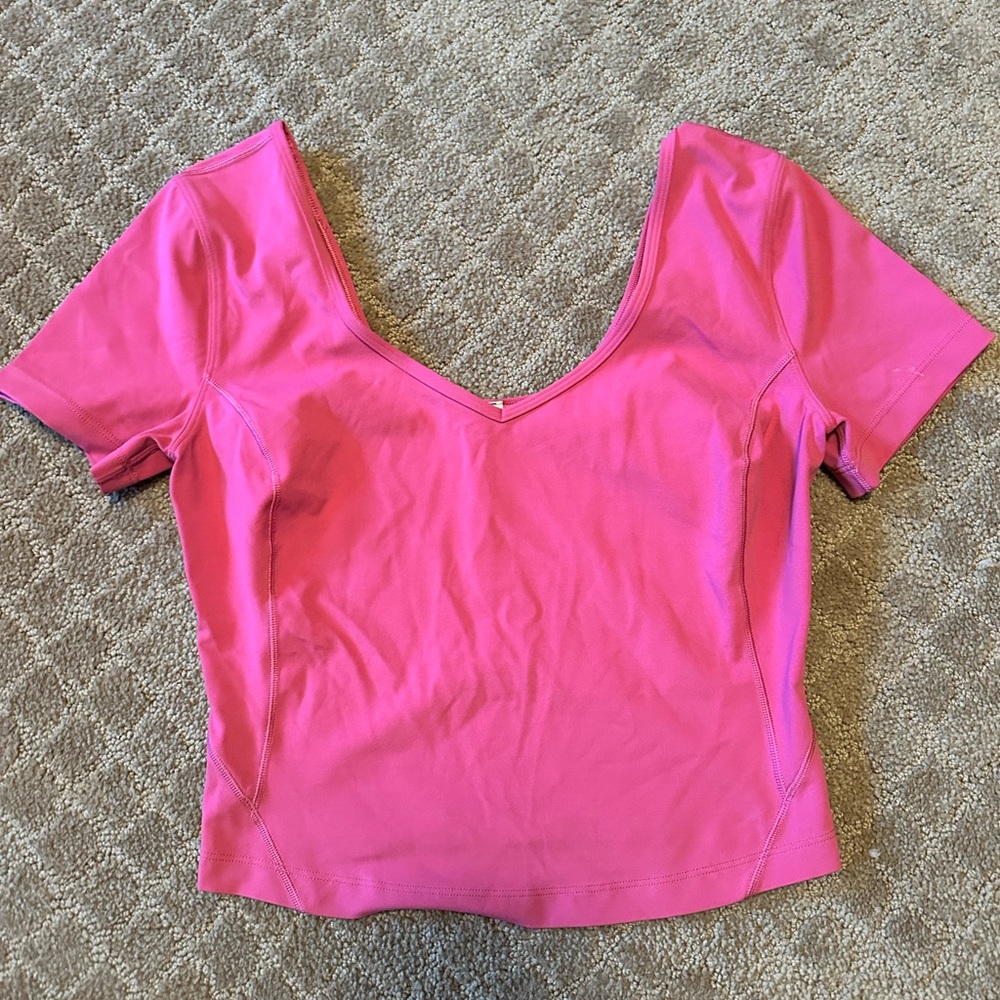 Pink Lululemon Cropped Scoop Neck Top💓✨